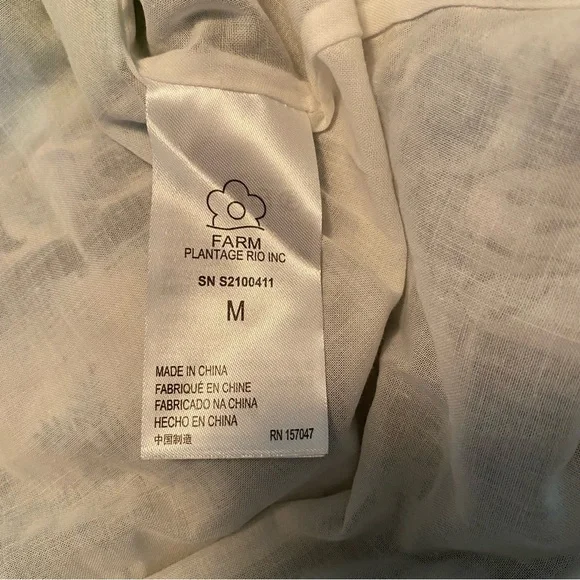 FARM RIO BLUE PALMS BALLOON SLEEVE DRESS SIZE MEDIUM NEW with TAGS - Picture 12 of 16